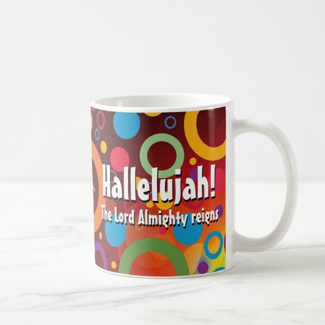 Lebhafte Kreise Rings Retro HALLELUJAH! Christlich Kaffeetasse (Rechts)