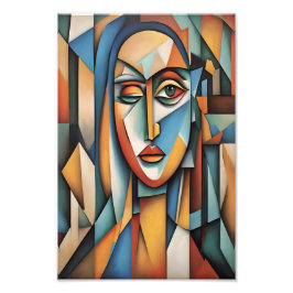 Lebhafte kubistische Portrait Abstrakte geometrisc Fotodruck