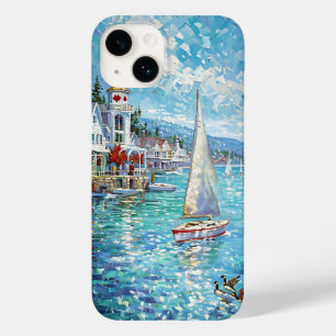 Lebhafte Küstenkunst - Segelboote, Leuchtturm & Case-Mate iPhone 14 Hülle