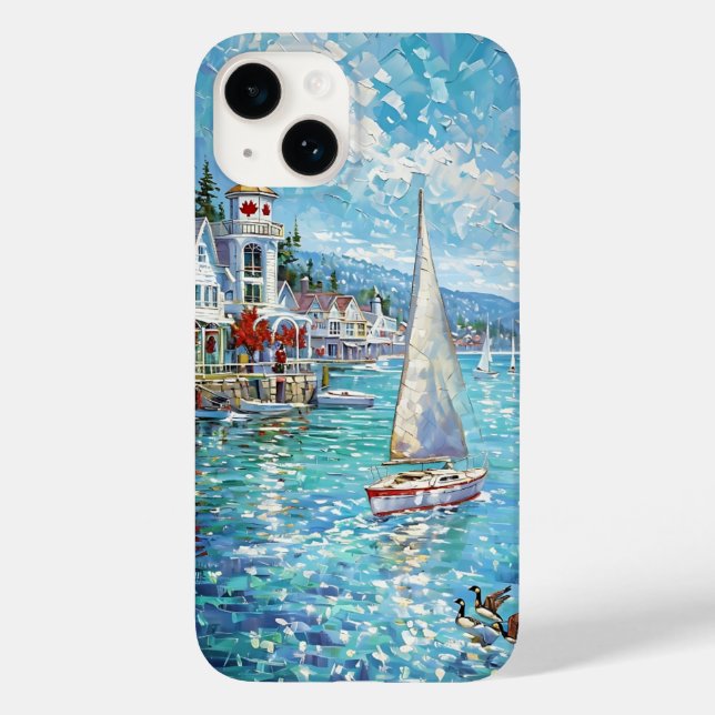Lebhafte Küstenkunst - Segelboote, Leuchtturm & Case-Mate iPhone 14 Hülle (Rückseite)