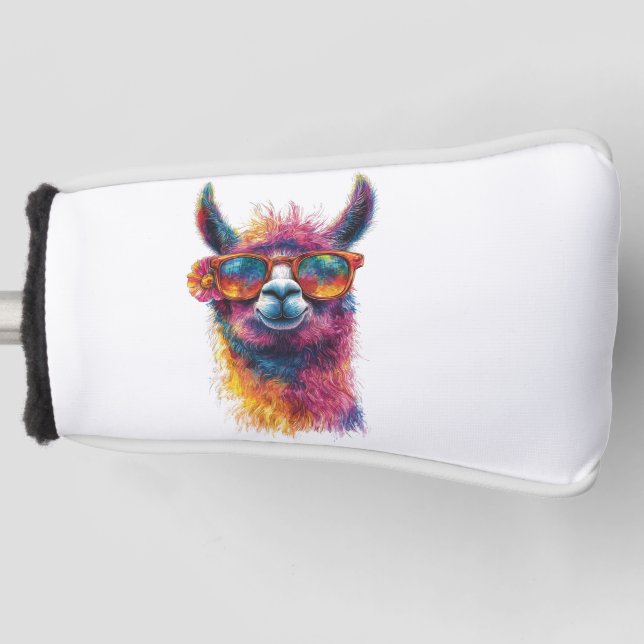 Lebhafte Lama Head Illustration - farbenfroh, einz Golf Headcover (Vorderseite)