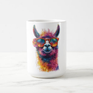 Lebhafte Lama Head Illustration - farbenfroh, einz Kaffeetasse