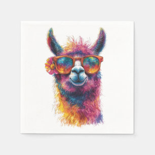 Lebhafte Lama Head Illustration - farbenfroh, einz Serviette