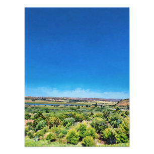 Lebhafte Landschaft mit Fluss unter freiem Himmel Fotodruck