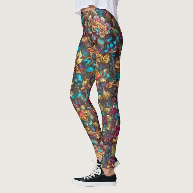 Lebhafte Leggings aus dem Metallic-Blumengarten -  (Links)