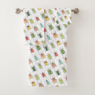 Lebhafte Liebe Bugs Wasserfarben Beetles Badhandtuch Set