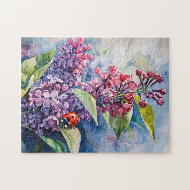 Lebhafte Lila Lilac-Blume Ladybug (Horizontal)