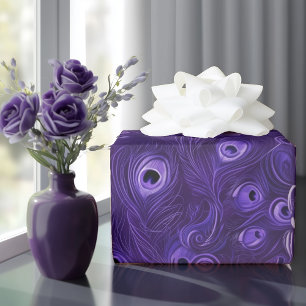 Lebhafte Lila Peacock Feathers Geschenkpapier