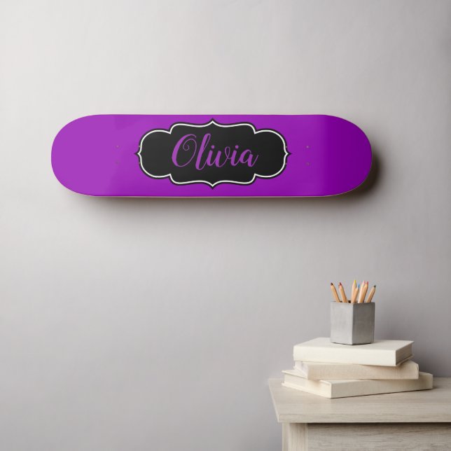 Lebhafte, Lila Personalisierte Mädchen Skateboard (Wandkunst (Horz))