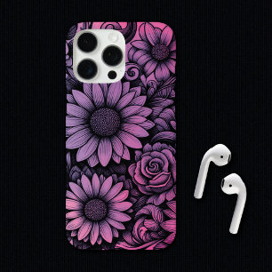 Lebhafte Lila Pink Daisy Floral Illustration iPhone 16 Pro Max Hülle