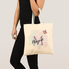 Lebhafte Lila Schmetterlingsblume Personalisiert M Tragetasche
