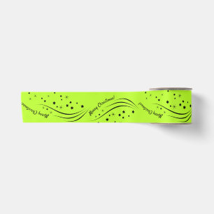 Lebhafte Limone Stary Merry Cristmas Satin Ribbon Satinband