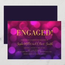 Lebhafte Magenta Bokeh Imitats Gold Engagement Par