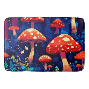Lebhafte Magic Mushroom Forest Art Badematte