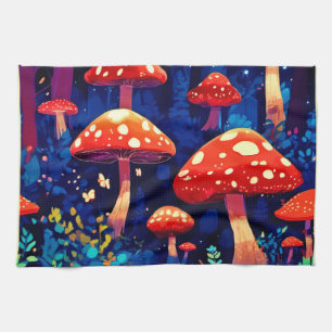 Lebhafte Magic Mushroom Forest Art Geschirrtuch