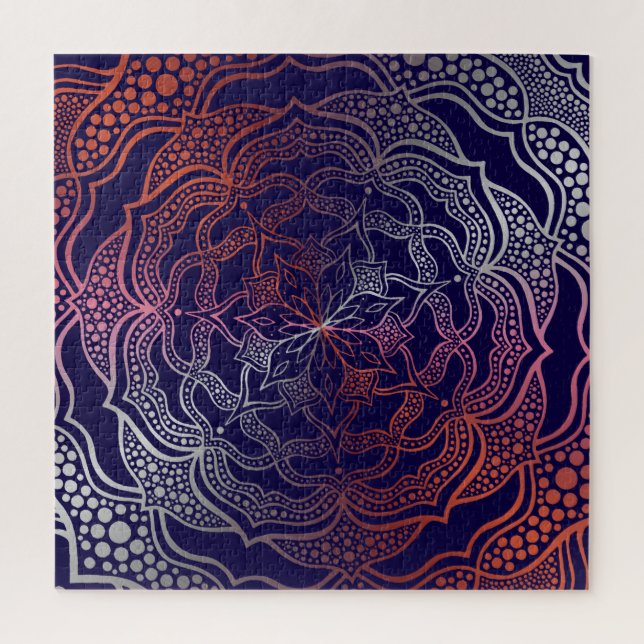 Lebhafte Mandala Boho Chic Elegant Navy Rose Gold (Vertikal)
