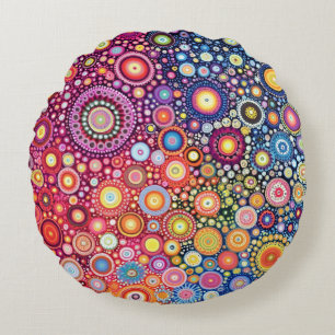 Lebhafte Mandala Boho Circles Round Pillow Rundes Kissen