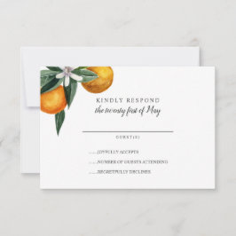 Lebhafte Mandarine Citrus Orange Wedding RSVP Karte