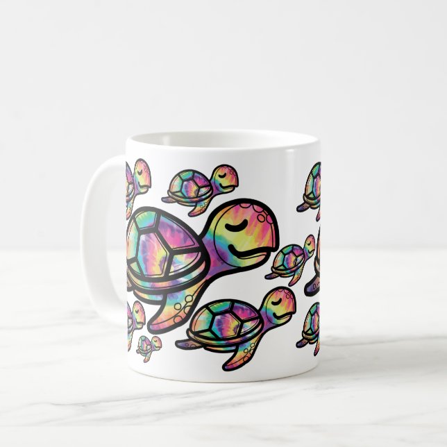 Lebhafte Meeresschildkröte der Gefärbte Krawatte Kaffeetasse (Vorderseite Links)