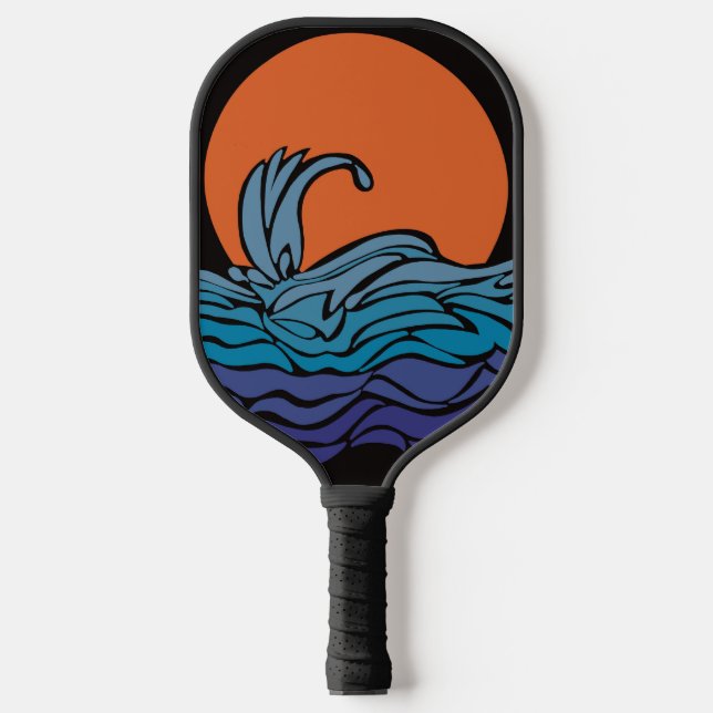 Lebhafte Meereswellen & Sonnenuntergang auf Pickle Pickleball Schläger (Vorderseite)