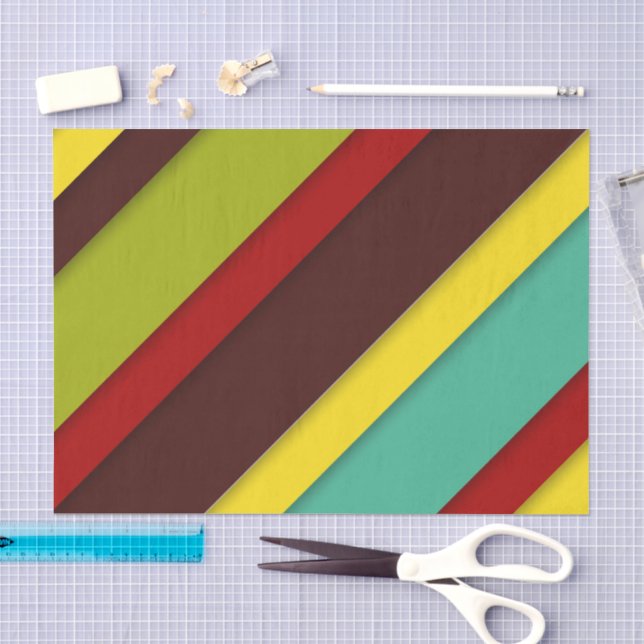Lebhafte mehrfarbige Diagonalstreifen hell Seidenpapier (Handwerk)