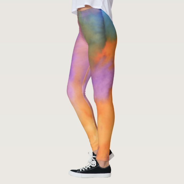 Lebhafte mehrfarbige Krawatte-Färbung Leggings (Links)