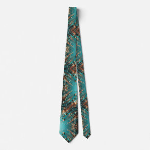 Lebhafte Metallische Aquamarine Goldbronze-AI-Male Krawatte