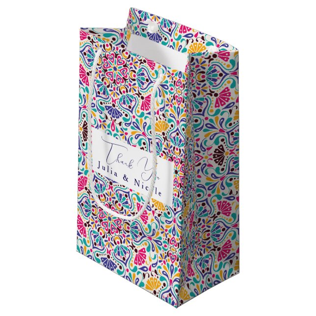 Lebhafte mexikanische Fiesta Style Rainbow Wedding Kleine Geschenktüte (Vorderseite Schrägansicht)