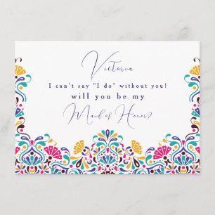 Lebhafte mexikanische Fiesta Style Rainbow Wedding Menükarte