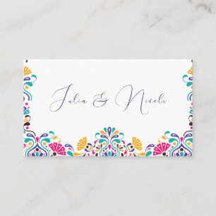 Lebhafte mexikanische Fiesta Style Rainbow Wedding Platzkarte