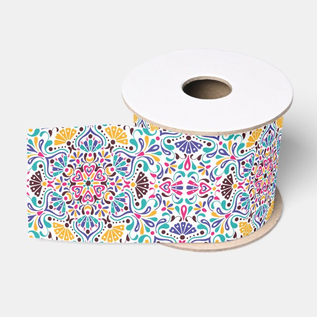 Lebhafte mexikanische Fiesta Style Rainbow Wedding Ripsband (Spule)