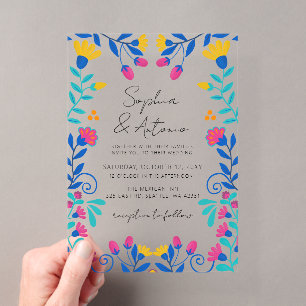Lebhafte mexikanische Fiesta Wedding Acryleinladungen