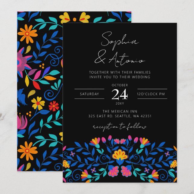 Lebhafte mexikanische Fiesta Wedding Einladung (Vorne/Hinten)