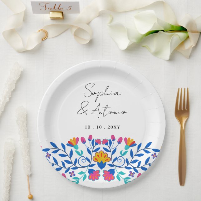 Lebhafte mexikanische Fiesta Wedding Pappteller (Hochzeit)