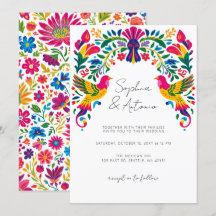 Lebhafte mexikanische Vögel Otomi Blumenfiesta Hoc