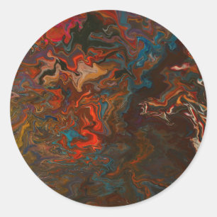 Lebhafte Mineral Rock Flow Paint Art Runder Aufkleber