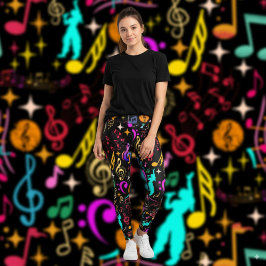 Lebhafte musikalische Notenmuster Leggings