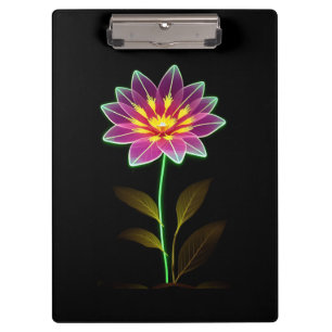 Lebhafte Neon-Blume mit grünen Blätter Klemmbrett