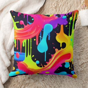 Lebhafte Neon Color Splash Art Kissen