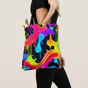 Lebhafte Neon Color Splash Art Tasche