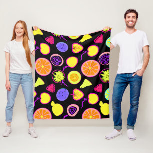Lebhafte Neon Fruits Artistry Fleecedecke