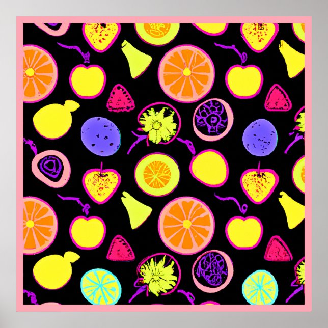 Lebhafte Neon Fruits Artistry Poster (Vorne)