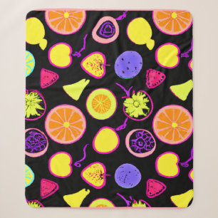 Lebhafte Neon Fruits Artistry Sherpadecke