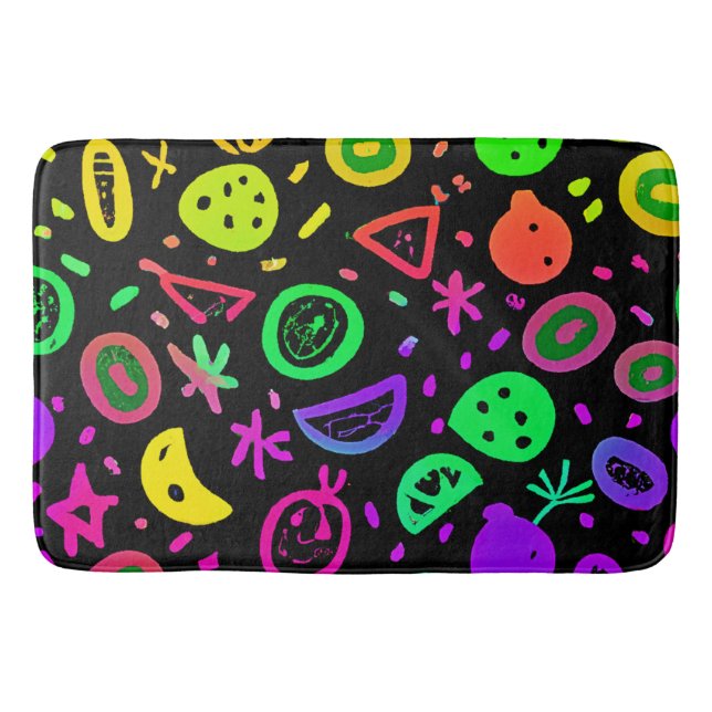 Lebhafte Neon Fruits Muster Kunst Badematte (Vorderseite)
