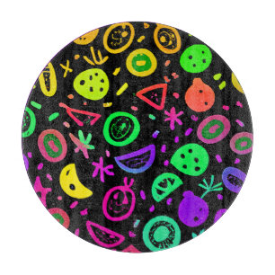 Lebhafte Neon Fruits Muster Kunst Schneidebrett