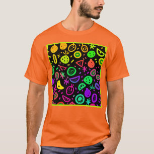 Lebhafte Neon Fruits Muster Kunst T-Shirt