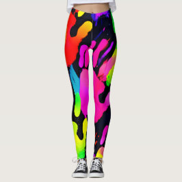 Lebhafte Neon Handprint Art Leggings