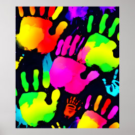 Lebhafte Neon Handprint Art Poster