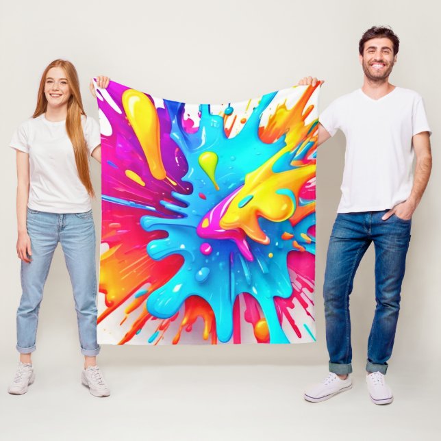 Lebhafte Neon Paint Splash Art Fleecedecke (Beispiel)