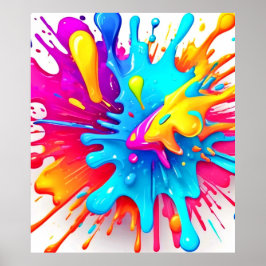 Lebhafte Neon Paint Splash Art Poster